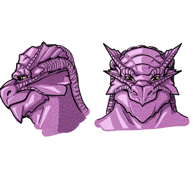 Desenho de Personagem: Guerreiro Draconato (Cabeça)