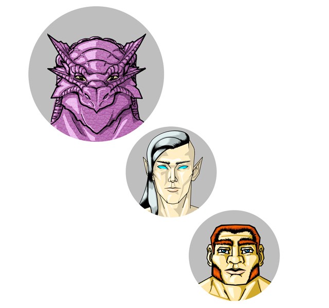 Desenho de Personagem: Grupo Reunido (Cabeça)