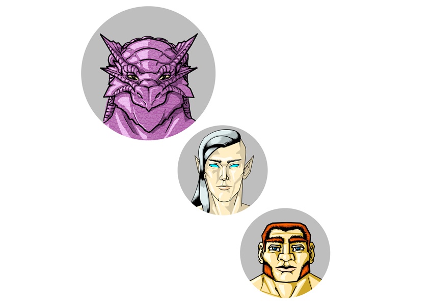 Desenho de Personagem: GRUPO REUNIDO&nbsp;(Cabeças)