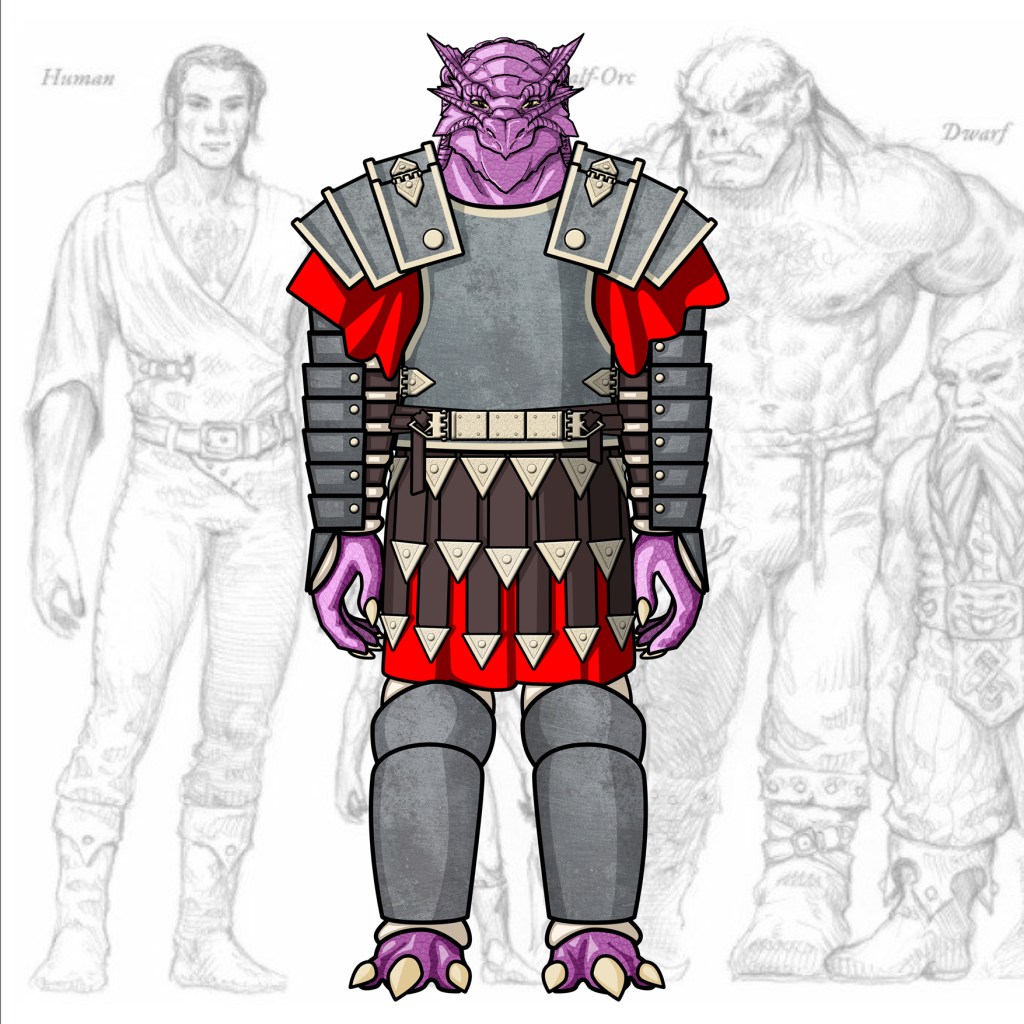 Desenho de Personagem: DRAGONATO GUERREIRO (Corpo&nbsp;Inteiro)