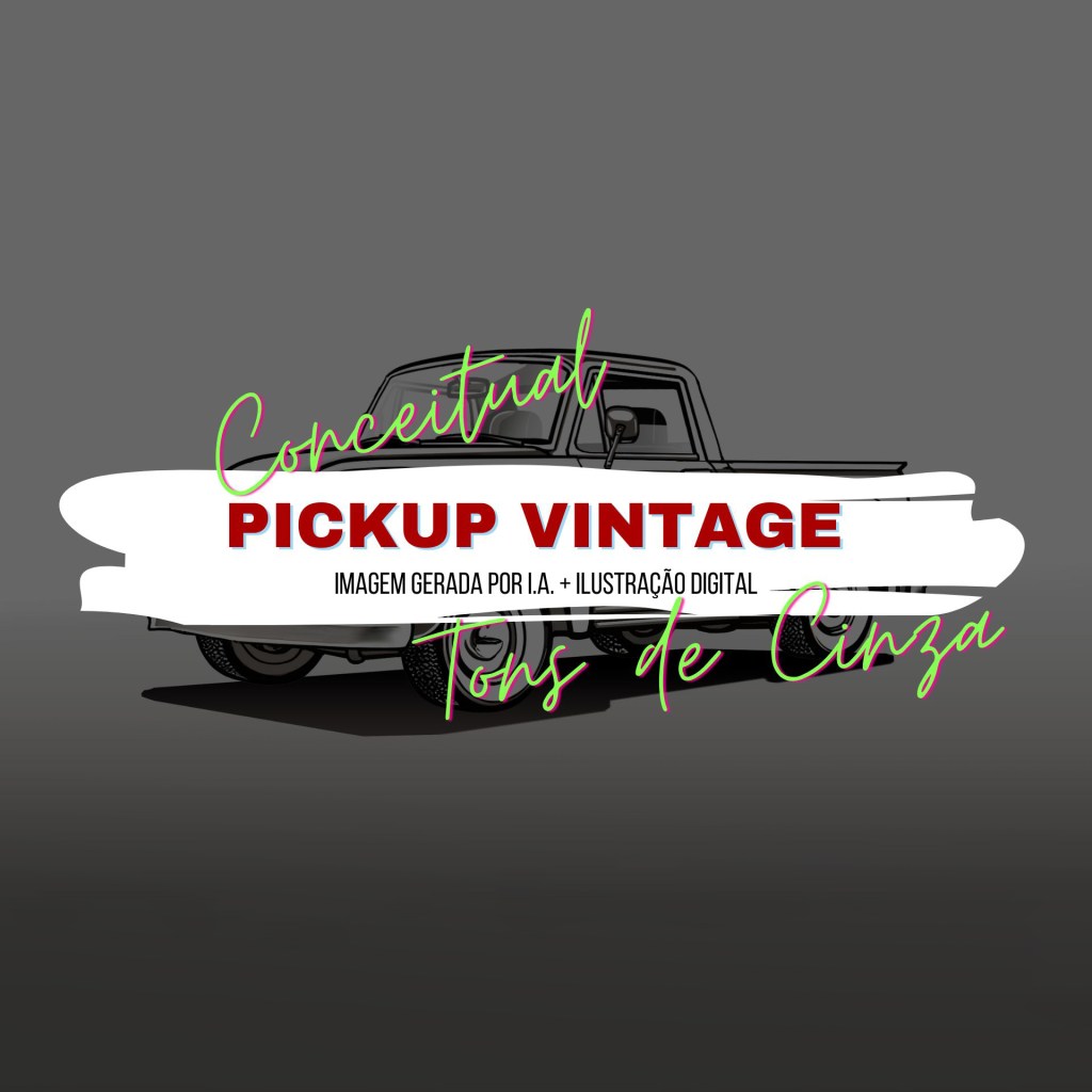 Ilustração: PICKUP VINTAGE EM TONS DE&nbsp;CINZA