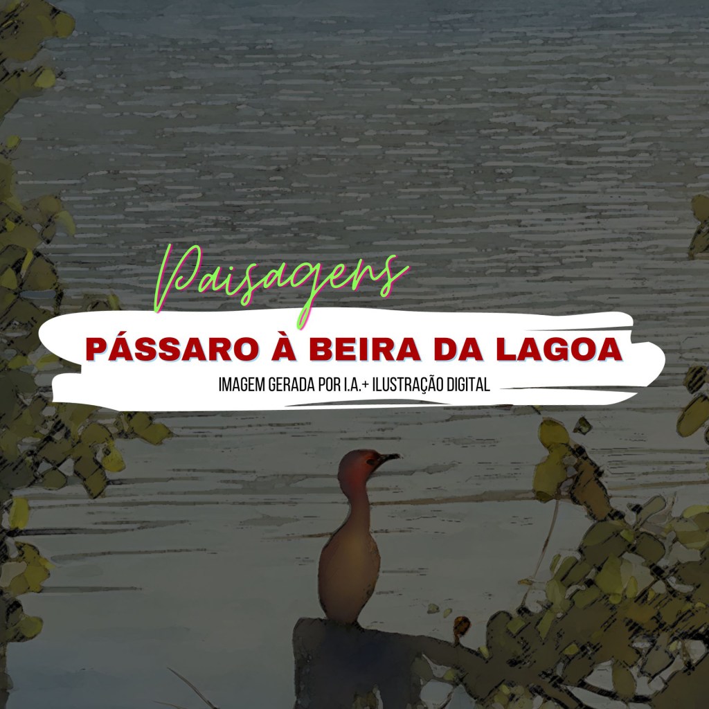 Ilustração: PAISAGENS – PÁSSARO À BEIRA DA&nbsp;LAGOA