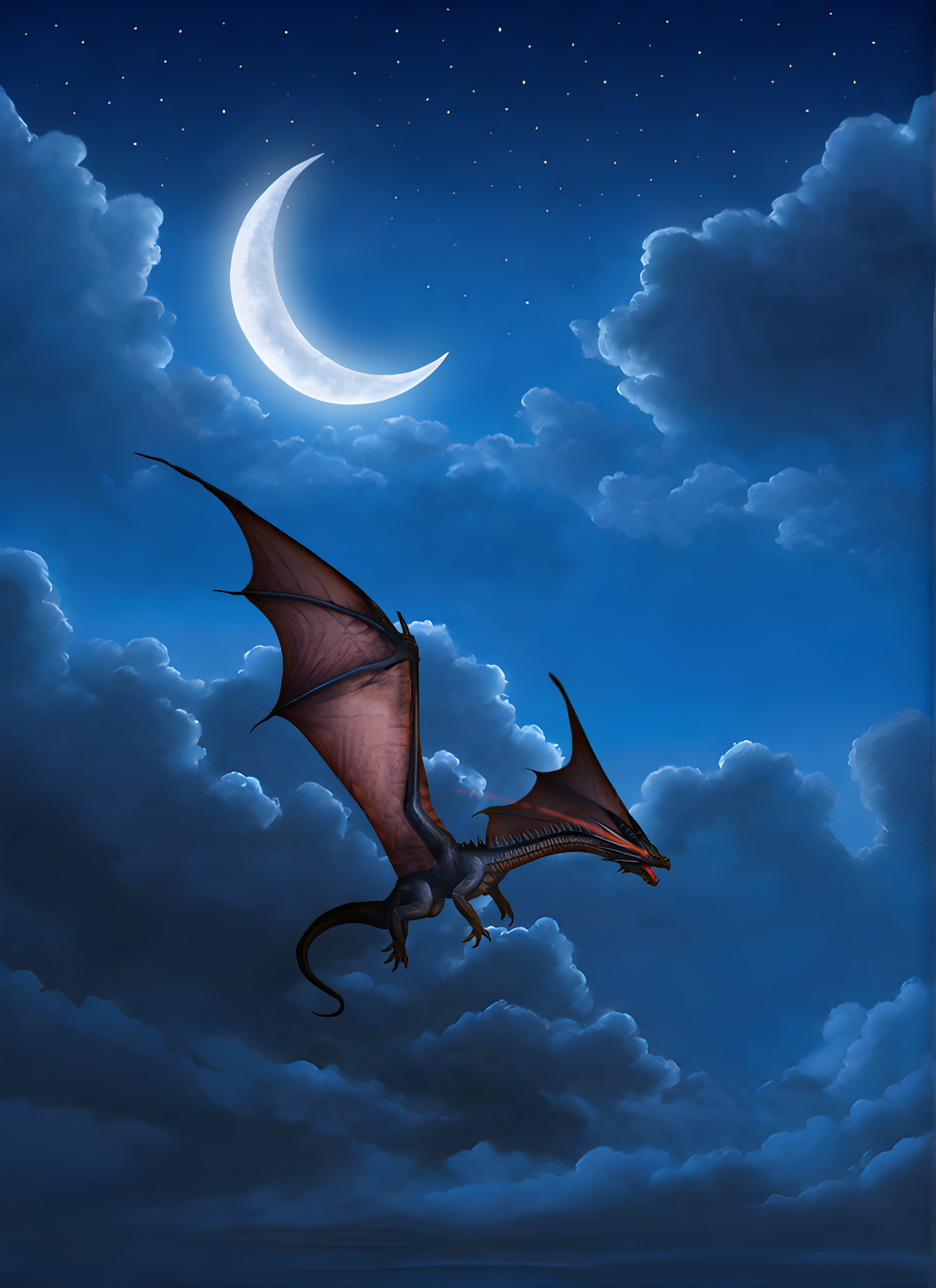 CONTOS DE FADAS - UMA SOMBRA DEMONÍACA NO CÉU NOTURNO