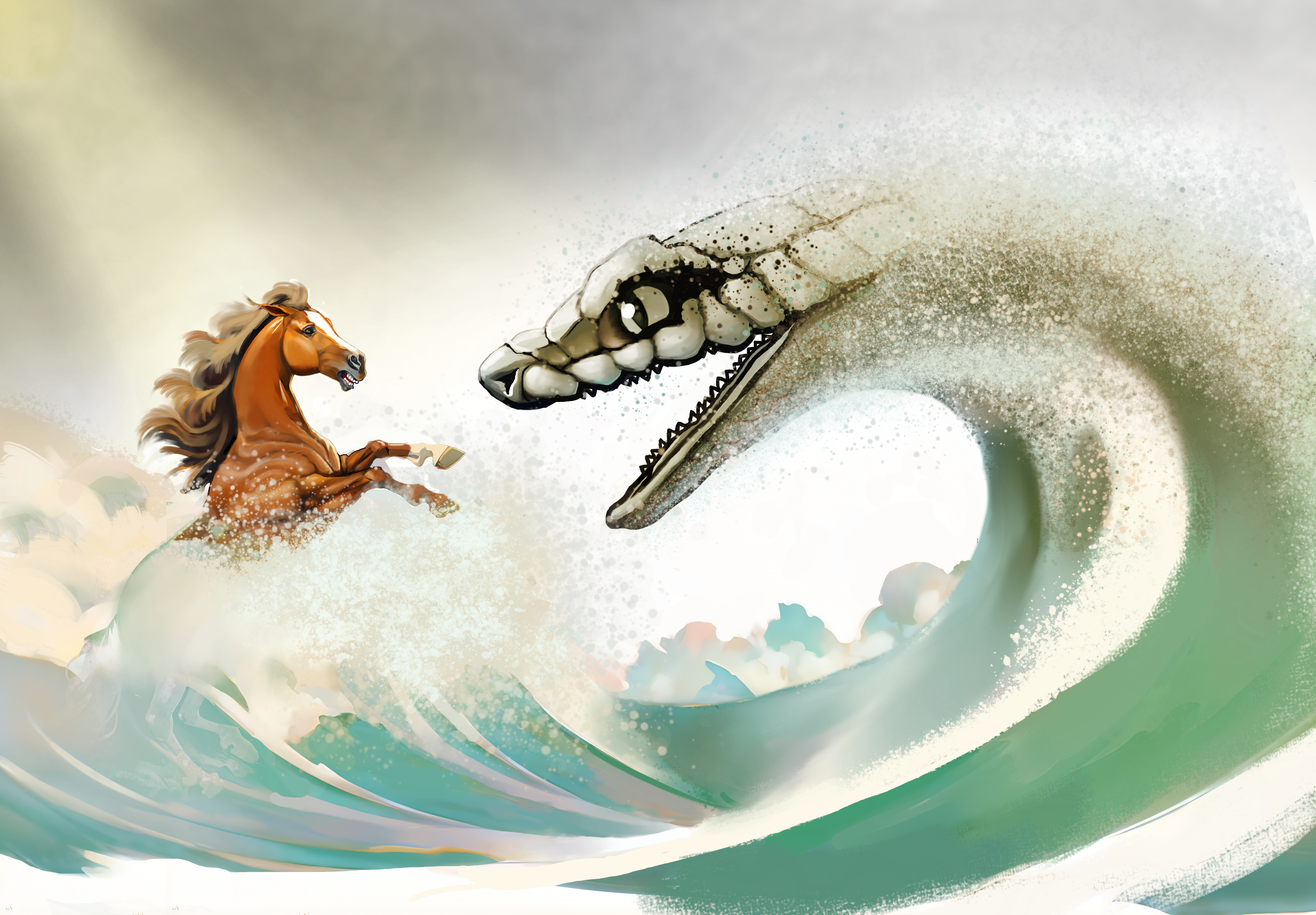 COTIDIANO - A LUTA DO CAVALO CARAMELO CONTRA A COBRA GRANDE D`ÁGUA.