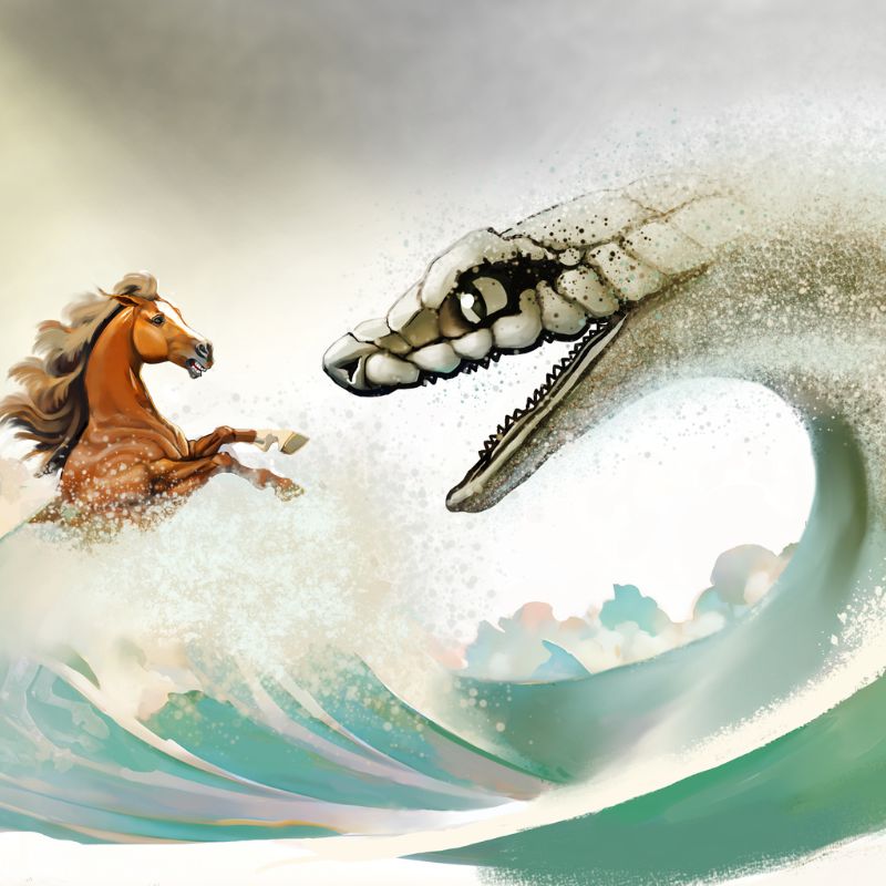 Ilustração: COTIDIANO – A LUTA DO CAVALO CARAMELO CONTRA A COBRA GRANDE&nbsp;D`ÁGUA
